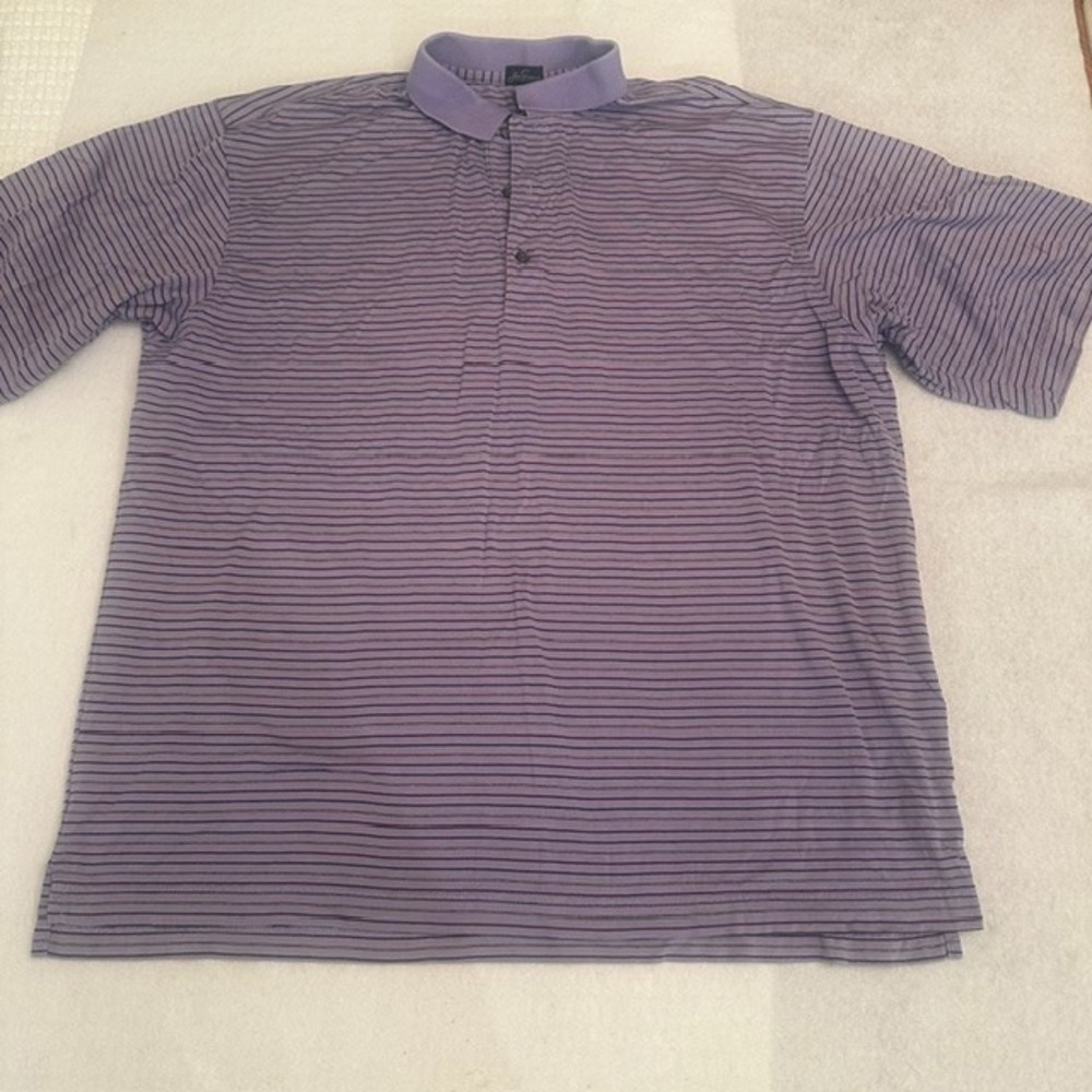 Jack Nicklaus Polo Shirt Mens XL Purple Striped Mercerized Cotton Golf Preppy